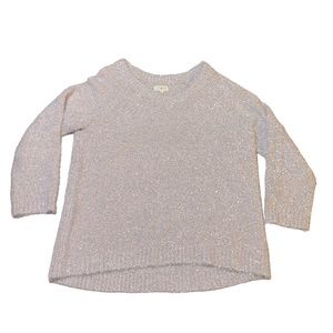 Lou & Grey for LOFT Frosty Metallic light pink Eyelash v-neck Sweater size large